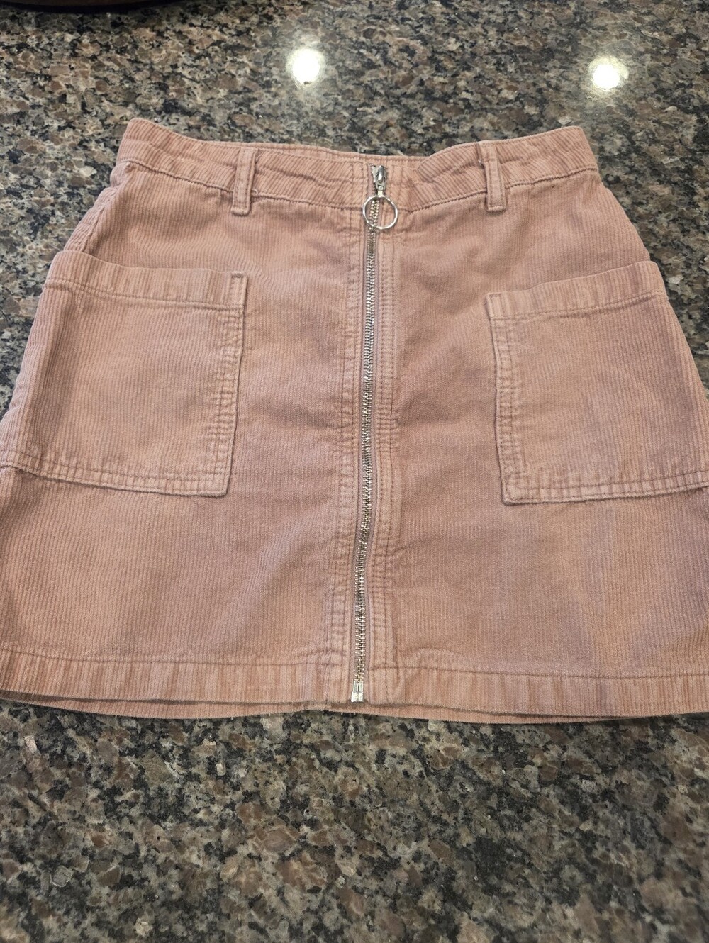 Topshop Dusty Rose Corduroy Zip-Front A-Line Mini Skirt